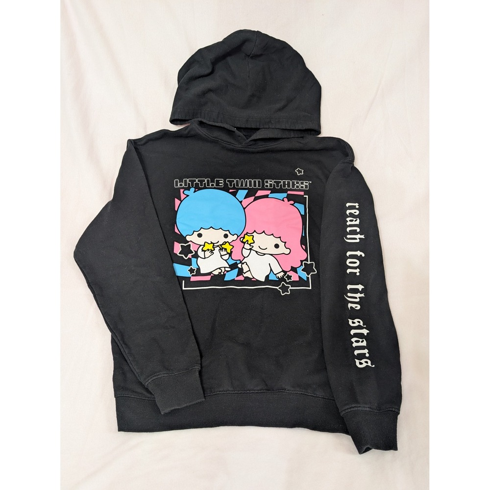 Sanrio Little Twin Stars Hoodie Black Kiki Lala Reach For The Stars XS SIL-34452